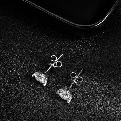 D VVS1 Round Moissanite Earring 3 Prongs Setting Classic Trendy Women Man Fine Jewelry GRA Certified 925 Sliver Earring