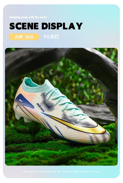 New Men Football Boots Match Indoor Breathable Ultralight Grass Cleats Soccer Shoes Long Spikes Sneakers Training Drop Shipping