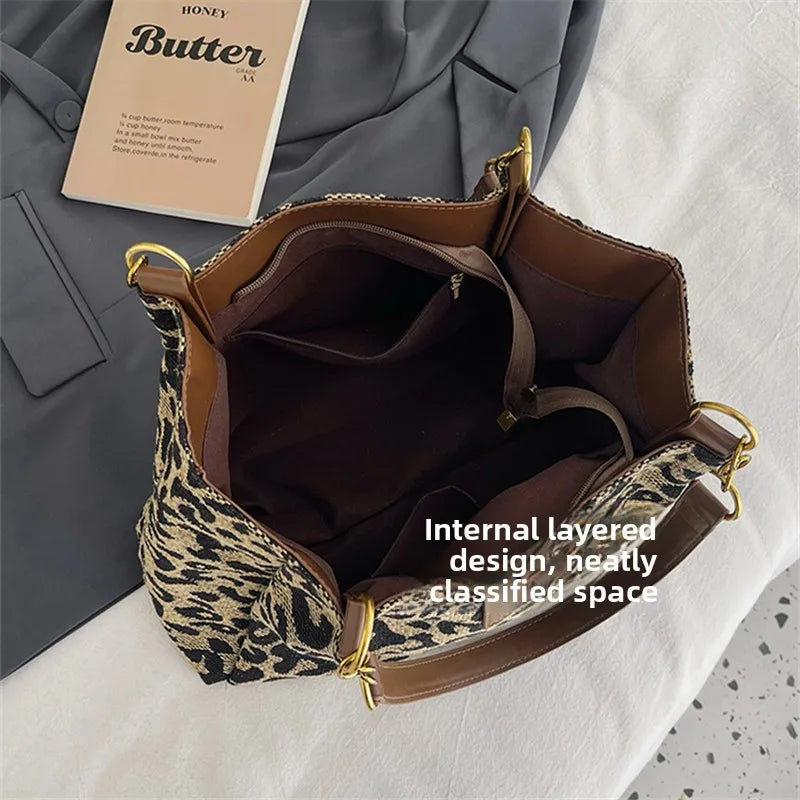 Best Selling Women's Bag, Retro Leopard Print Single Armpit Shoulder Bag, Large Capacity Tote Bag, Daily Handbag Women Shopping