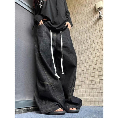 Vintage Aesthetic Y2K Wide Leg Emo Washed Pants