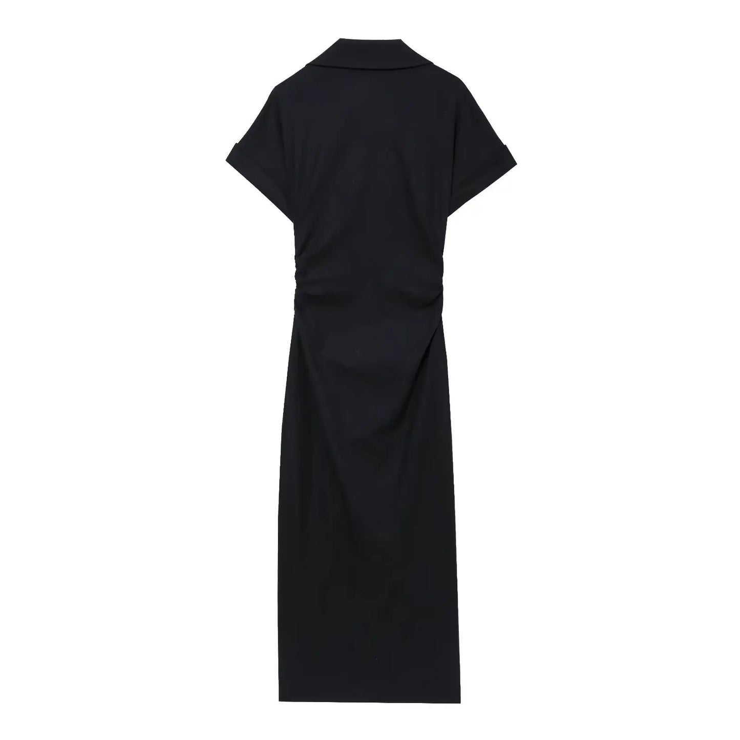 New  Women's elegant holiday style refreshing and comfortable short-sleeved V-neck MIDI dress