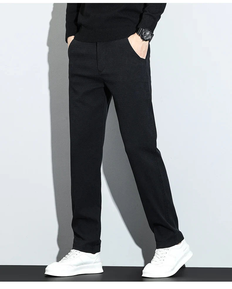 Korean Fashion Lyocell Casual Pants Men's New Spring Breathable Straight Elastic High Quality Daily Streetwear Male Trousers
