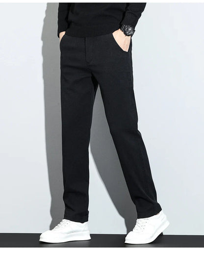 Korean Fashion Lyocell Casual Pants Men's New Spring Breathable Straight Elastic High Quality Daily Streetwear Male Trousers