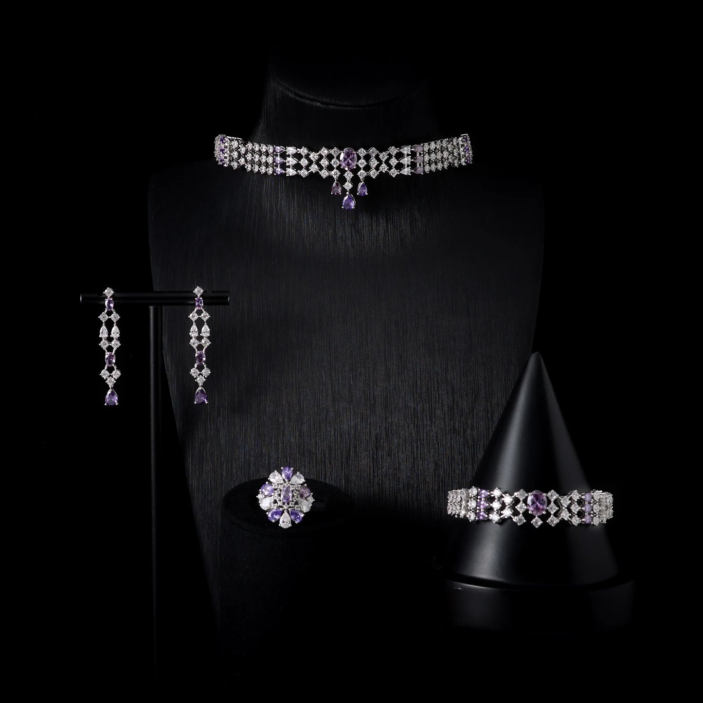 Choker Necklace Sets for Women Cubic Zirconia Bridal Jewellery Set Dubai Saudi Party Engagement Accessory
