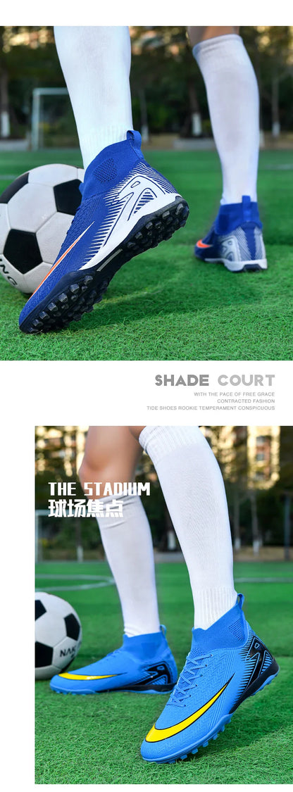 High Top Men Soccer Shoes Professional Football Boots Breathable Wear Resistant Training Match Sneakers Non Slip for Adult Sport