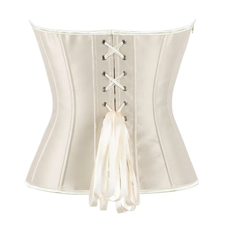 White Sexy Corsets Bustiers for Women Overbust Corset Top Corselet Satin Up Zipper Corsetto Shaper Gothic Korsett Black