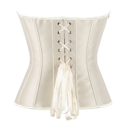 White Sexy Corsets Bustiers for Women Overbust Corset Top Corselet Satin Up Zipper Corsetto Shaper Gothic Korsett Black