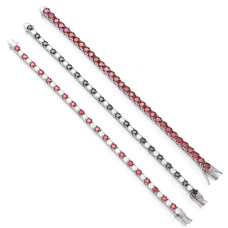 Sparkling 3/4/5/6.5MM Black White Full Moissanite Diamond Tennis Bracelet for Men Women Original S925 Silver Link Bracelets