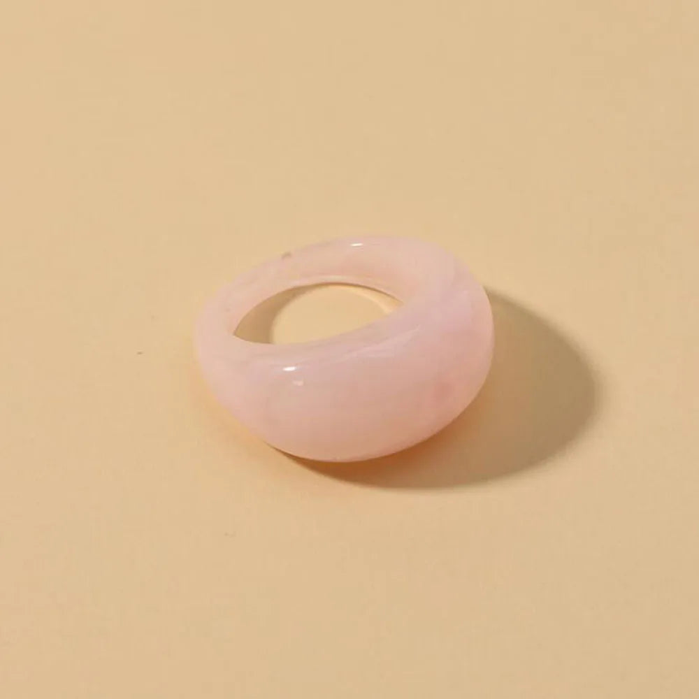 Round Rings For Women Big Kpop Finger Ring For Girls Punk Resin Ring