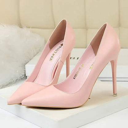 Plus Size 34-43 Woman Classic Concise 7.5cm 10.5cm High Heels Lady Elegant Colorful Pumps Scarpins Yellow Mid Low Heels Shoes