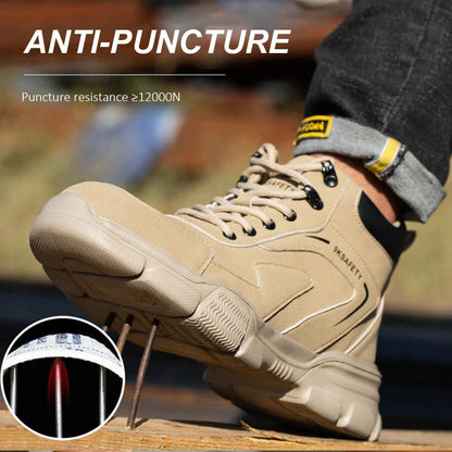 Men Steel Toe Safety Work Boots Indestructible Construction Safety Boots Puncture Proof Male Work Shoes Protective Footwear