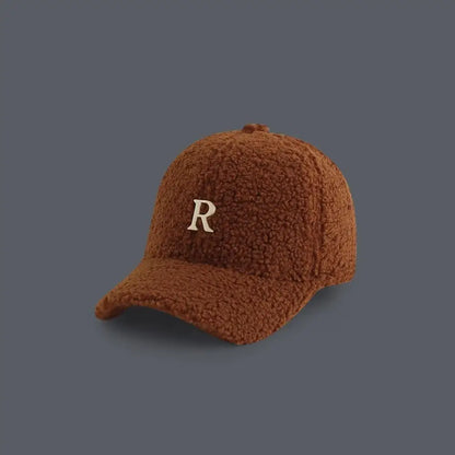Baseball Cap Winter Hats For Women Men Unisex Letter Metal Logo Imitation Cashmere Keep Warm Simple Casual Winter Cap New Velvet
