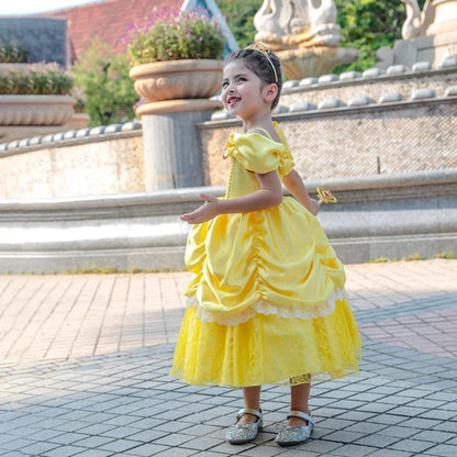 Girls Belle Cosplay Princess Dress Children Beauty Beast Clothes Birthday Carnival Christmas Party Costume Kids Ball Gown 2-11T
