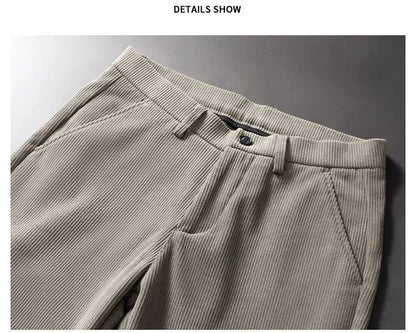 Thick Stretch Men's Corduroy Fleece Pants Fashion Business Casual Warm Chenille Male Brand Trousers Winter Thermal Pants