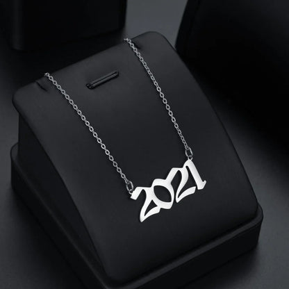 Stainless Steel 1980-2021 Birth Year Necklaces for Women Men Choker Date Number Pendant Necklace Jewelry Commemorat Gift
