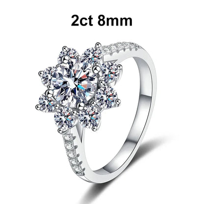 1ct 2ct Moissanite Eternity Ring 925 Sterling Silver with Gold Plated Wedding Flower Lab Diamond Rings For Women Jewelry