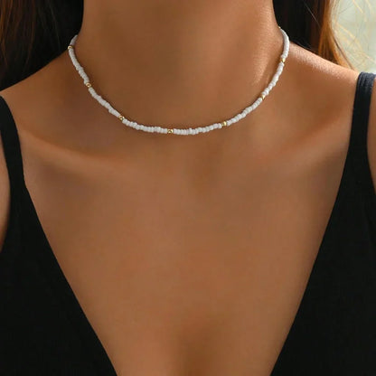 Fashionable  Natural Seashell Beaded Necklace Shell Pendant Ocean Inspired Jewelry Choker Suitable For Women Holiday Party Daily