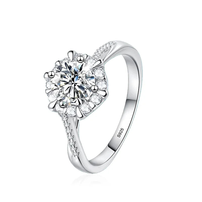 0.5/1CT Moissanite Diamond Rings Wedding Band for Women 925 Sterling Silver Plated 18k White Gold Promise Ring Certified