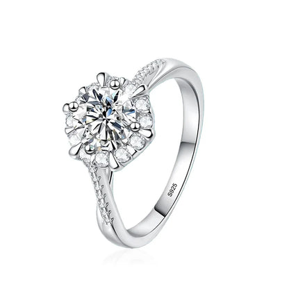 0.5/1CT Moissanite Diamond Rings Wedding Band for Women 925 Sterling Silver Plated 18k White Gold Promise Ring Certified