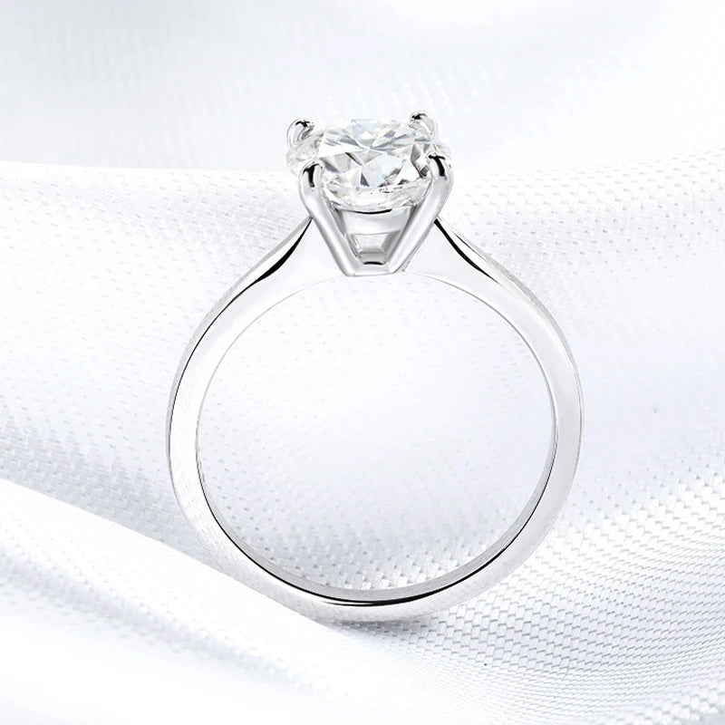 White Gold 2ct 100% Moissanite Engagement Ring for Women S925 Sterling Silver Lab Diamond Promise Wedding Band Jewelry
