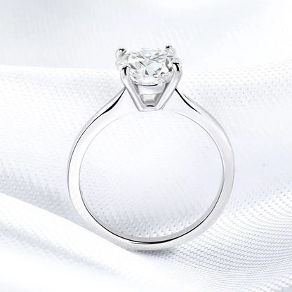 White Gold 2ct 100% Moissanite Engagement Ring for Women S925 Sterling Silver Lab Diamond Promise Wedding Band Jewelry