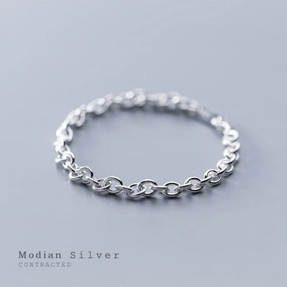 New Minimalism Chain Bracelet for Women Genuine 925 Sterling Silver Geometric Bracelet Korea Style Fine Jewelry Bijoux