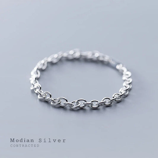 New Minimalism Chain Bracelet for Women Genuine 925 Sterling Silver Geometric Bracelet Korea Style Fine Jewelry Bijoux