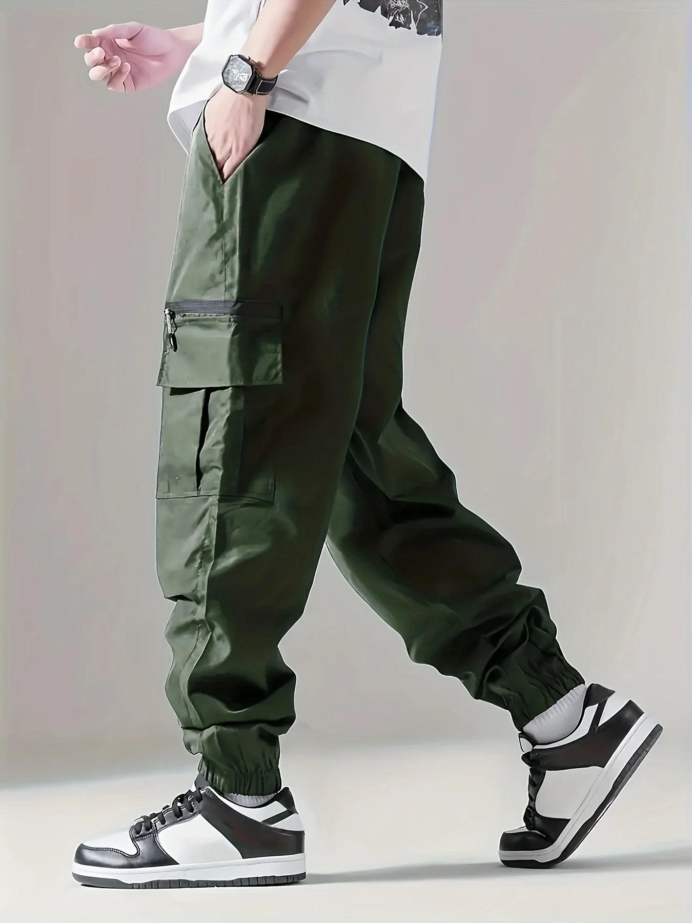Men's Cargo Pants, Thin Trousers, Comfortable and Breathable, Outdoor Casual, Wearable, Running, Cycling, Multi-pocket 004