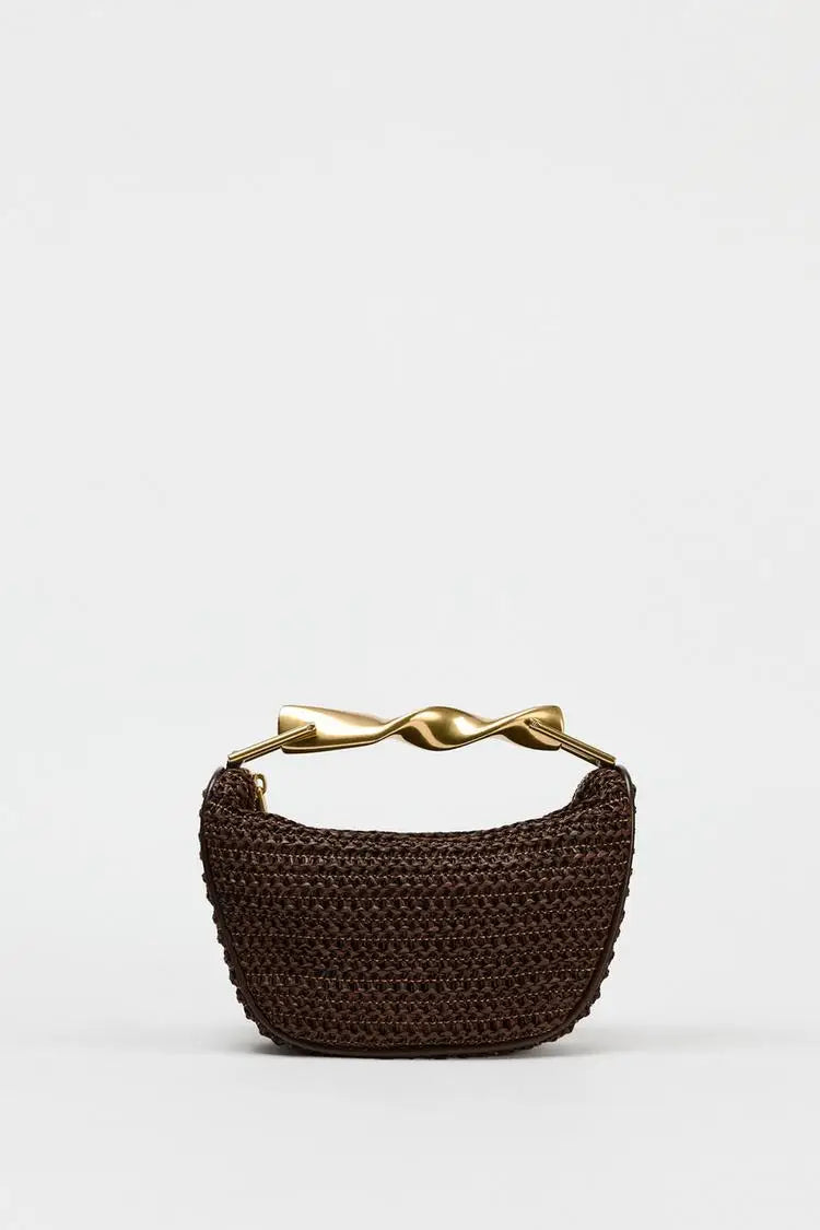 Summer Half-Moon Beach Straw Shoulder Bags Women's Straw Bucket Bag Purse Woven Straw Handbags Casual Tote Crossbody Bag