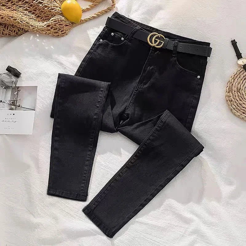 Women's Spring Autumn Style Slim Fit Trendy Denim Pants