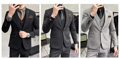 S-7XL Blazer Vest Pants High-end Brand Plaid Retro Business Suit Groom Wedding Party Slim Suit Fashion British Style Performance