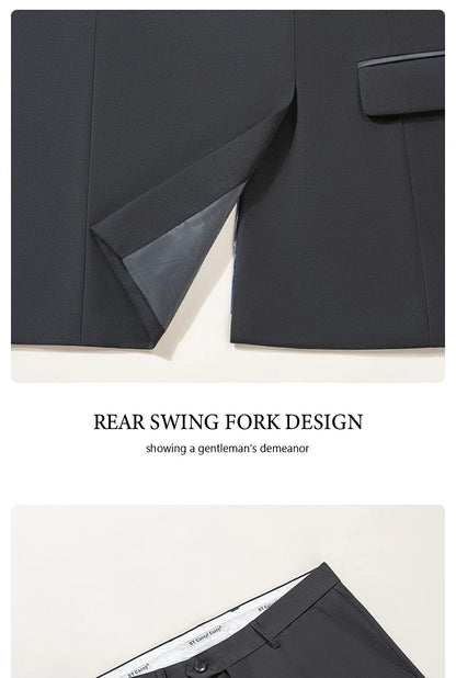 Men's suit black collar formal dress wedding three-piece suit orthodox suit vest pants