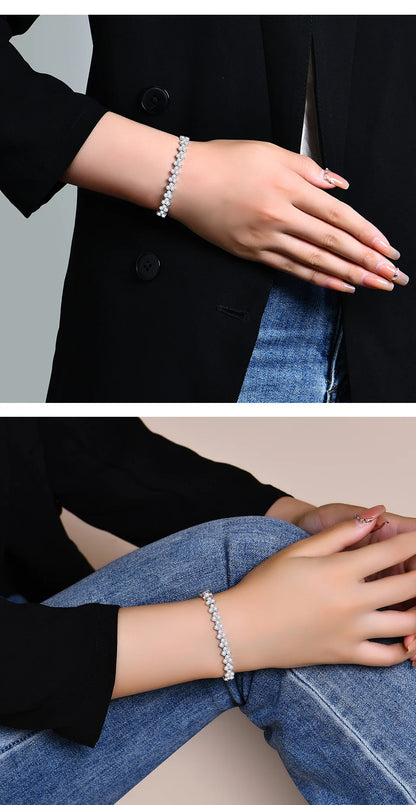 Luxurly Brilliant Cut 3.0mm Moissanite Diamond Bracelet for Women Men Real 925 Sterling Silver Anniversary Wedding Gift