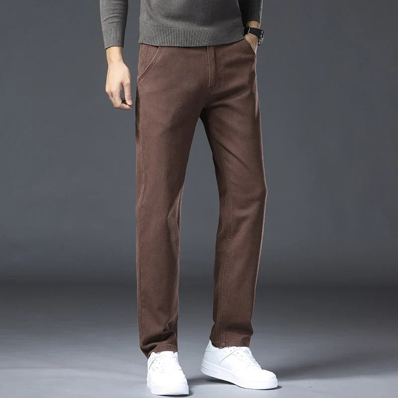 2026 new Cotton Elastic Men's Jeans Spring Fitted Straight Business Casual Trousers Soft Comfortable Fashion Korean Denim Pants