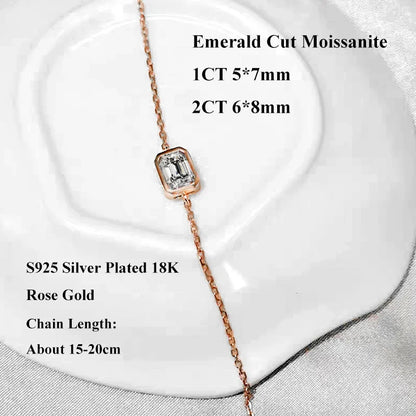 1/2CT Bezel Set Pear Oval Cut Moissanite Solitaire Link Bracelet Women S925 Silver Dainty Diamond Bridal Wrist Chain Gift