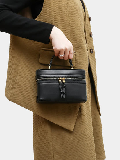 Fashionable versatile box bag brown one shoulder trendy hand-held hard fashionable small square bag