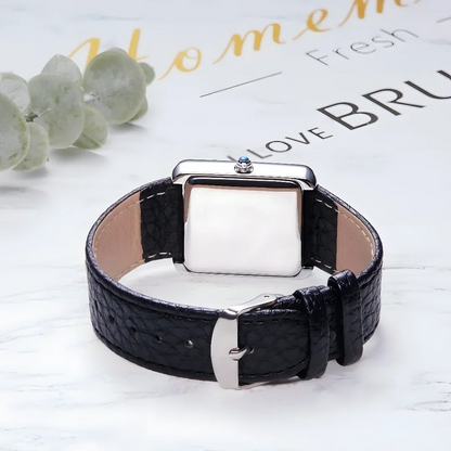 Waterproof Couple Watches Casual Fashion Quartz Stainless Steel Leather Strap Square Dial Men's And Women's Lover Watch