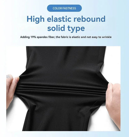 New High-quality Ice Silk Men Casual Straight Leg Pants Two-piece Set For Summer Lightweight Breathable Outdoor Sports Leggings
