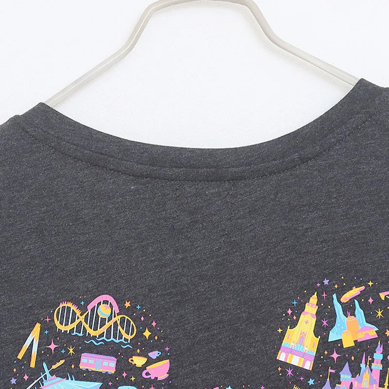 Embroidery T Shirt Women Casual V Neck Short Sleeve Tshirt Top Mickey Cartoon Tee Streetwear