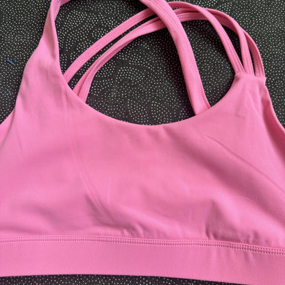 Solid Color Gym Yoga Set Short Legging Cross Back Shoulder Strap Sport Bra Tracksuit Women Suit Comprehensive Training Athletic