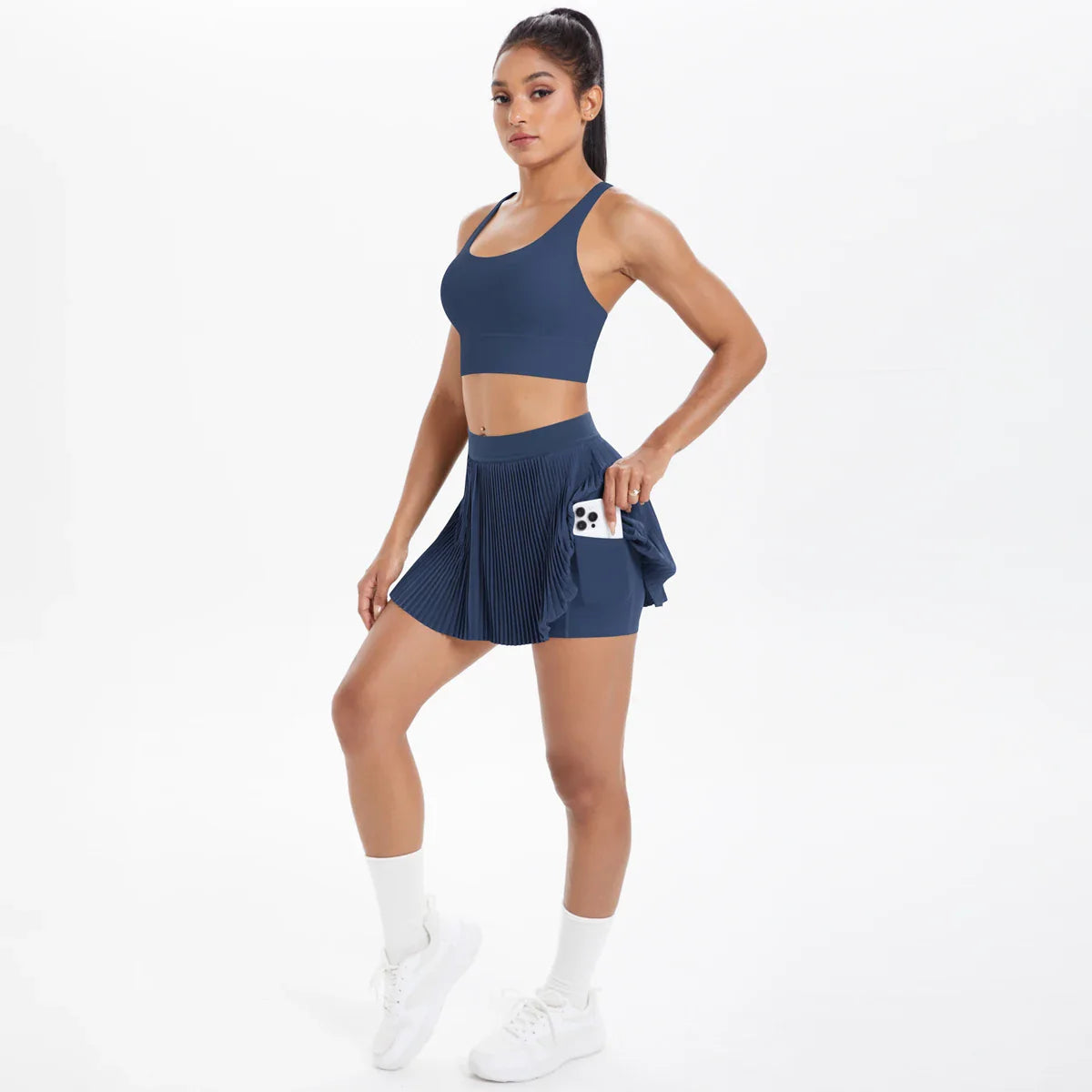 2pcs New Sexy Yoga Set Backless Cross Straps Sports Bra Fashion Breathable Culotte Yoga Shorts With Pocket Gym Women Sports Set