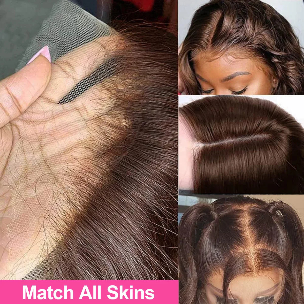 200 Density 30 38Inch Chocolate Brown Body Wave Human Hair Wigs Brazilian 13x6 HD Lace Frontal Wigs #4 Color 13x4 Lace Front Wig