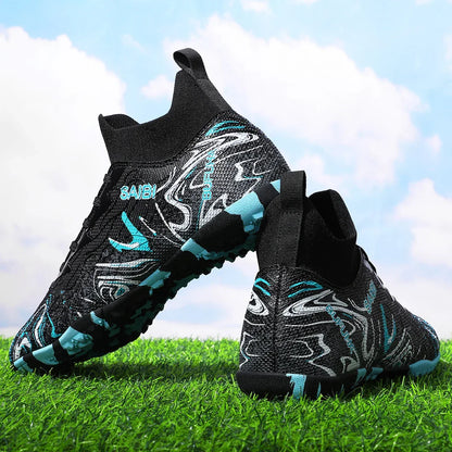 football boots sneakers chuteira society soccer shoes Above the ankle but not to the knee Anti-slip column Sole spikes