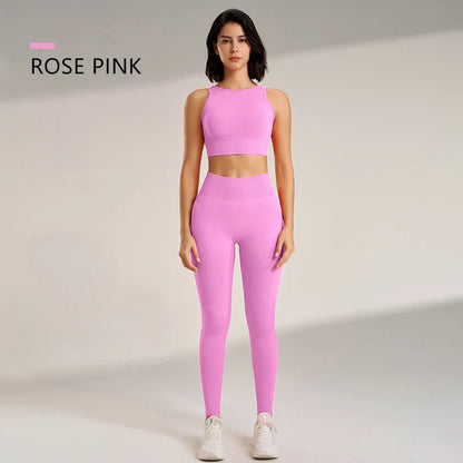 Yoga Clothing Set Women's High Waisted Leggings and Top Two Piece Seamless Fitness Exercise Clothing Fitness Underwear plus size
