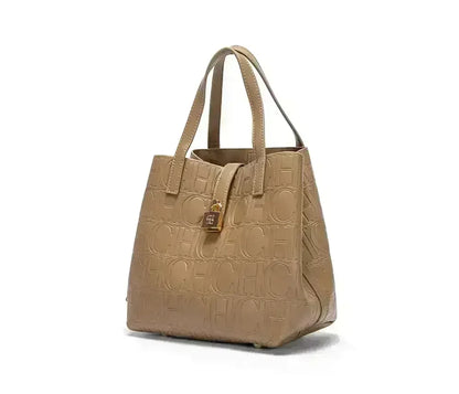Large Capacity Handbag Luxury Brand Temperament Letter Print with Lock Design 2025 Trendy Women's Crossbody Bag