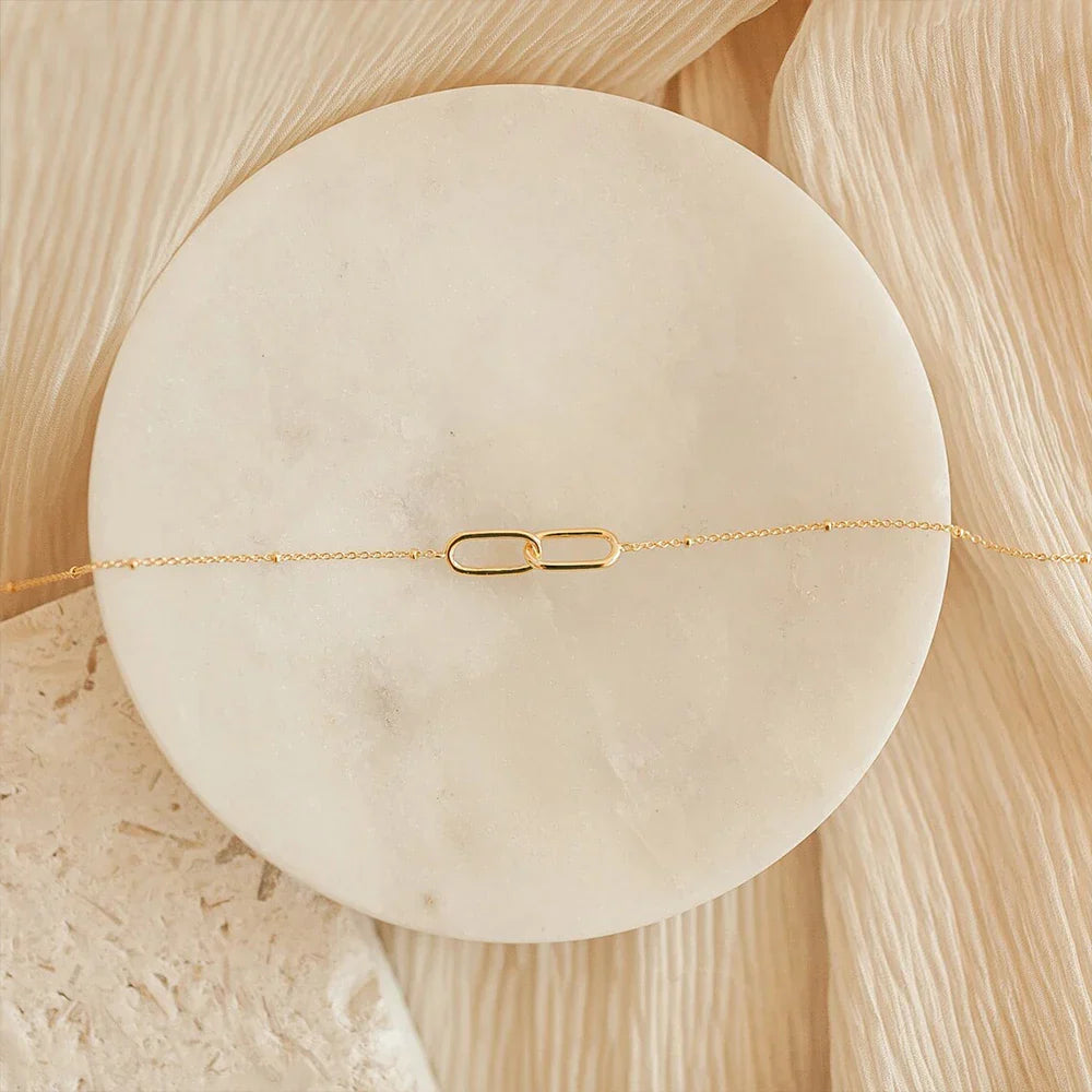 Fashion Stainless Steel Link Infinity Necklace Geometric Double Paperclip Pendant Women's Simple Jewelry Wholesale