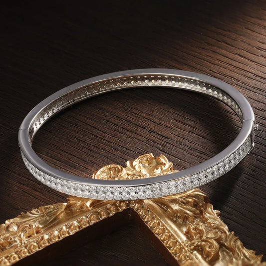 D VVS1 Moissanite Bangle Bracelets For Women Full Diamond Elegant Classic Solid 925 Sterling Sliver Jewelry Accessories