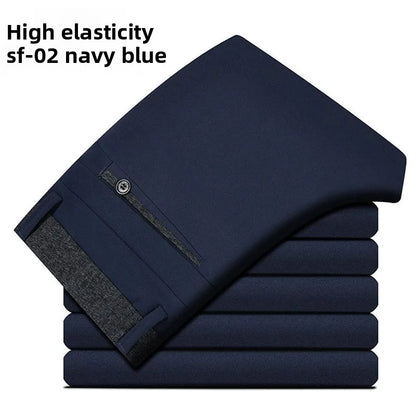 Slim Fit Mens Trousers 4-Way Stretch, Wrinkle Free Formal Office Pants, Breathable Thin Dress Pants for Business Travel Wedding