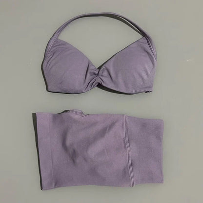 2PCS HISTELLO Seamless Gym Yoga Set Push Up Bra Scrunch Butt Lift Leggings Body Shaping Breathable Comfort Yoga Women Wear