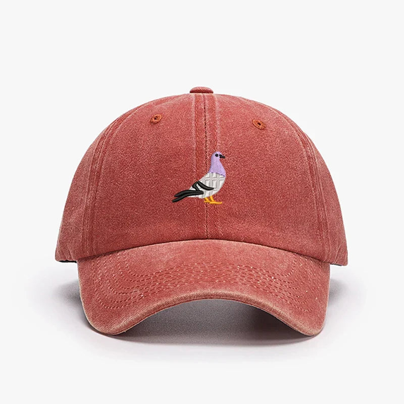 Embroidery Pigeon Design Spring vintage Baseball caps Men Women Water Washed Sunscreen Sun Hat Sports Fishing Sunshade Dad Hat